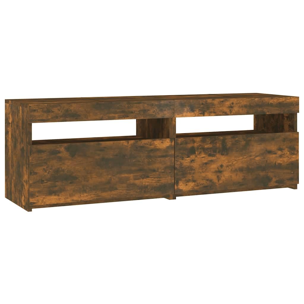 vidaXL TV Cabinet with LED Lights Living Room Furniture Sideboard Entertainment Centre TV Console Stand Media Unit HiFi Cabinet Smoked Oak — image 1