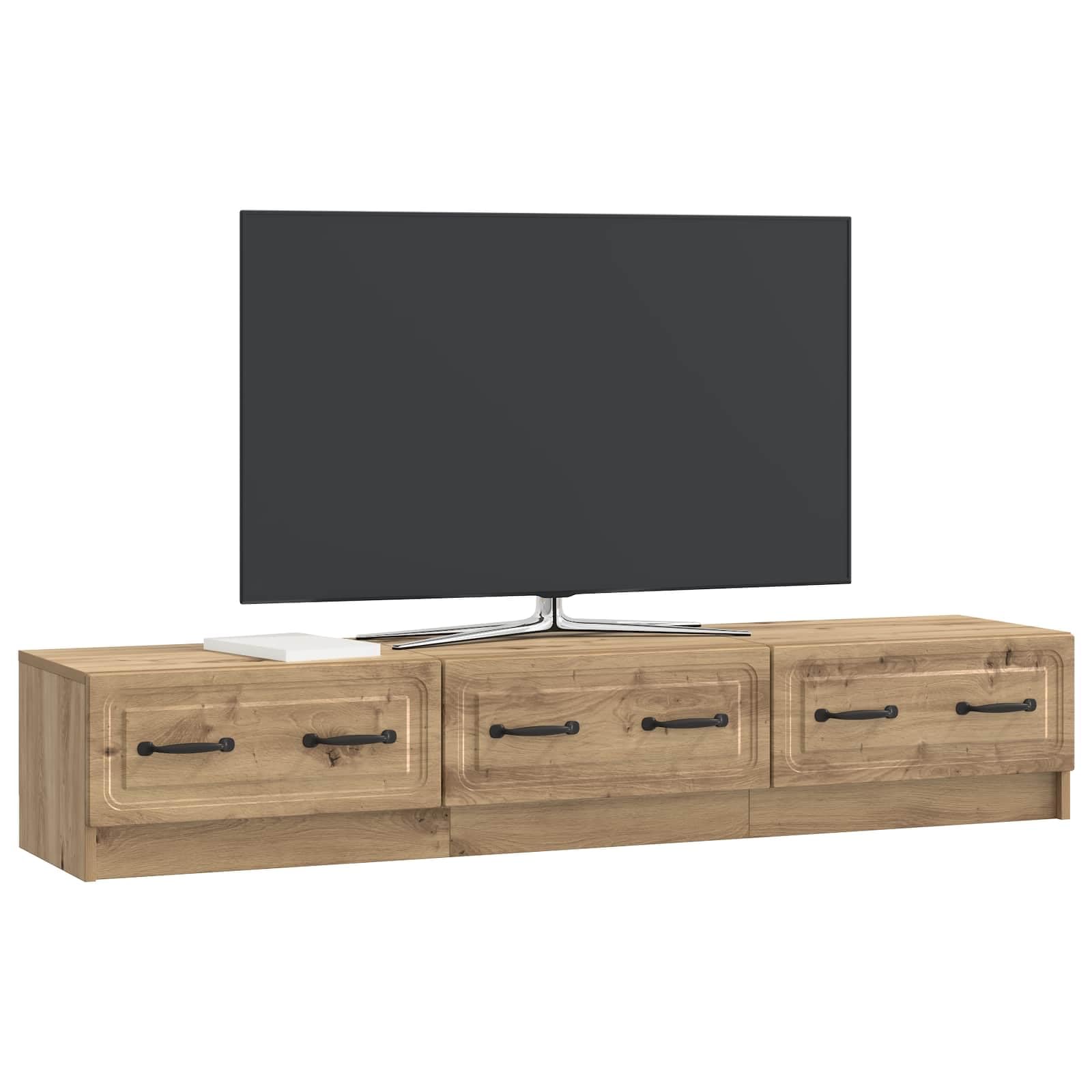 Hothingwell Szafka pod telewizor 147 x 34,5 x 27 cm dąb rzemieślniczy drewno inżynieryjne | Duża przestrzeń do przechowywania, wysuwane szuflady, nowoczesny design, łatwa pielęgnacja, do minimalistycznego salonu