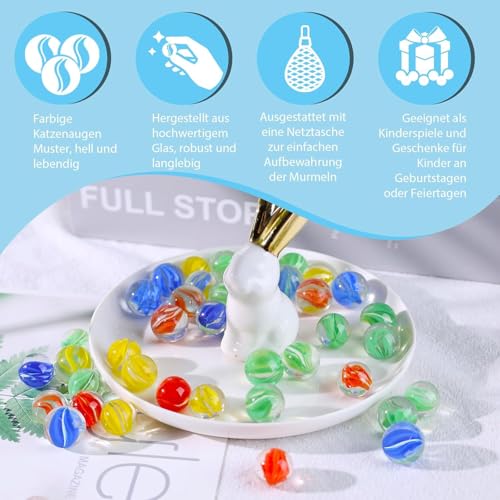 HAKACC 105 Stück Glasmurmeln,14mm Kleine Bunte Murmeln für Murmelspiel, Kinder und Haus Dekoration
