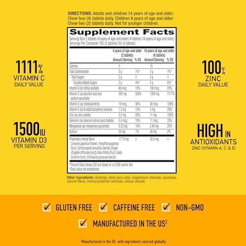 Airborne Very Berry Chewable Tablets, 116ct | Immune Support Supplement with 1000mg Vitamin C + Vitamins A, D, E, Zinc,Selenium, & Manganese | Herbal Blend | Gluten Free - Image 5