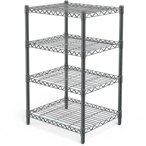 4 Tier Grey Storage Racks and Shelving - Heavy Steel Material Pan...