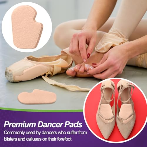 Image of Cutecrop 20 Pcs Sesamoiditis Pads, 1 /4 inch Thick Dancers Pads for Ball of Feet Pain Thick Adhesive Skived Felt Callus Sesamoiditis Relief Forefoot Cushion Pad Ball of Feet Pain(Brown,Right)