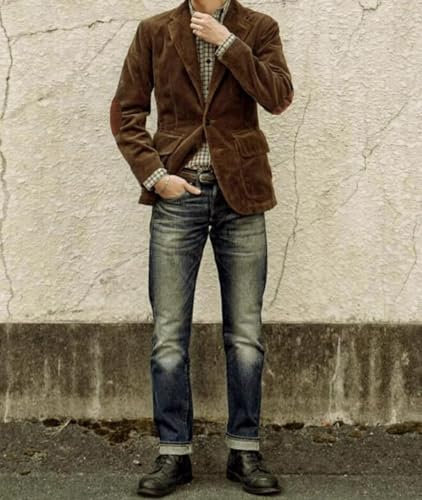 ORBITRAY Men's Corduroy Blazer Suit Jacket with Faux Suede Elbow Patches Single Breasted Sport Coat2
