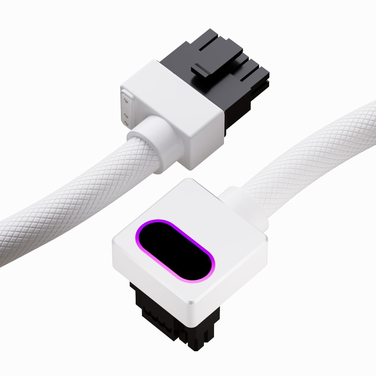 16PIN GPU Power Cable,12VHPWR GPU Modular Cable,ARGB PSU Cable with 5V 3Pin,18AWG 90° Right-Angle Design,Male to Male for All RTX 40&50 Series(5090 not Allowed) PC Power Cord(White, Clip A-40CM)