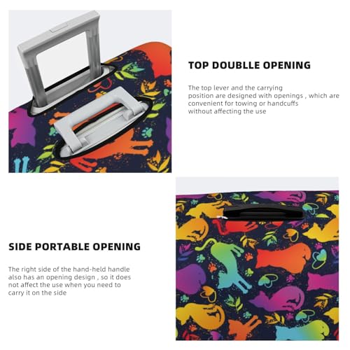 Colorful Cats Print Luggage Cover For Suitcase,Washable Elastic Travel Suitcase Protector With Zipper Closure And Bottom Buckle – Fits 18-32" Luggage-Medium3