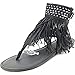 Ririhong Flip-Flops Quasten offene Zehen Strass Hausschuhe Flache Sandalen große lässige Stretch-Stoff rutschfeste Damen Sandalen-schwarz_43