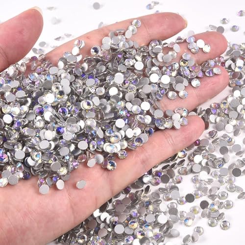 Image of 288pcs Flat Back Rhinestones Round Gems for Nail Art and Craft Glue Fix,Bedazzling Decorations SS34,7.2mm,0.28inches Moonlight