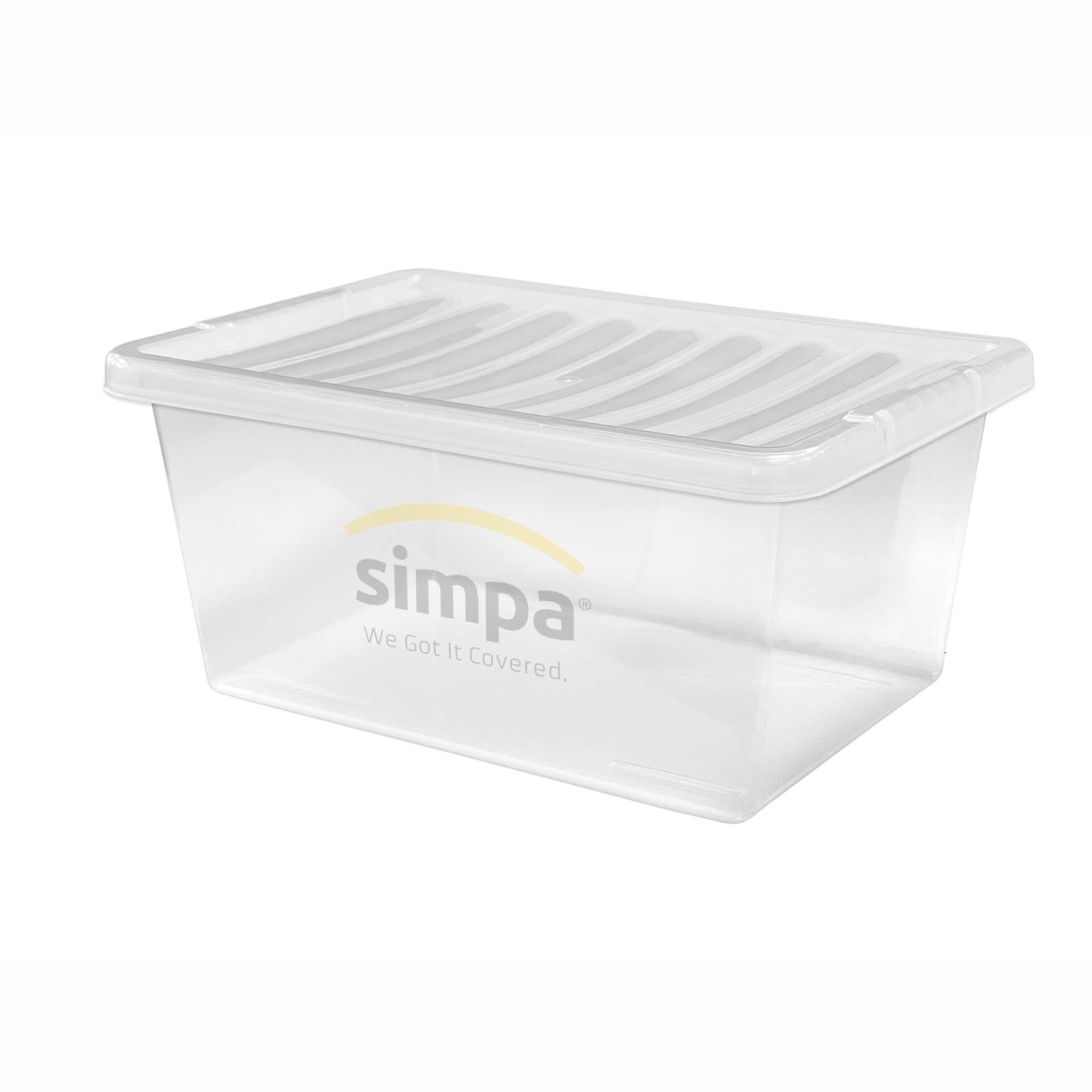 Simpa Transparent 45 Litre 45L Stackable Plastic Storage Box With Clear Lids - 26Cm (H) X 60Cm (L) X 40Cm (W) - Single Box