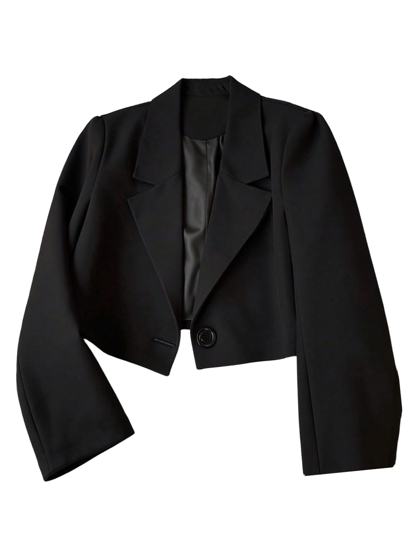GORGLITTER Womens Cropped Blazers Business Open Front Long Sleeve Suit Jacket