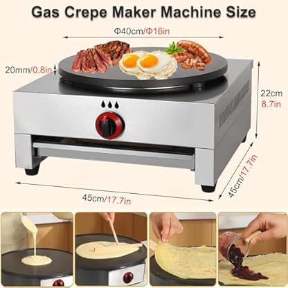 KJHYYPP Crêpes-Maker, 16 Zoll, 1700 W, Pfannkuchen-Maker-Pfanne, kommerzielle Desktop-Edelstahl-Crepes-Maker-Maschine, elektrisch (Gas) – Bild 8