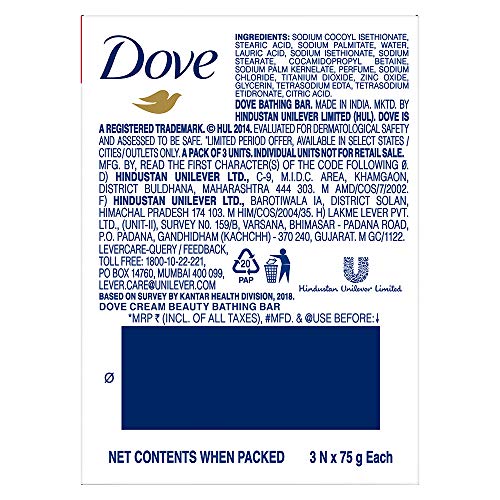 Image of Dove Cream Beauty Bathing Bar 3x75 g