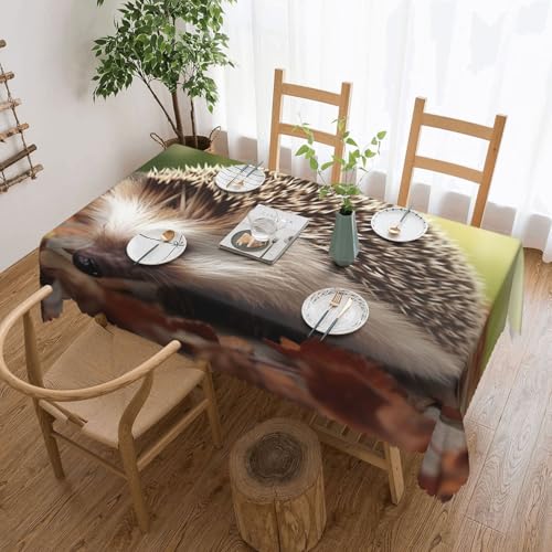 Nappe rectangulaire motif hérisson imperméable, la décoration de table rustique et durable