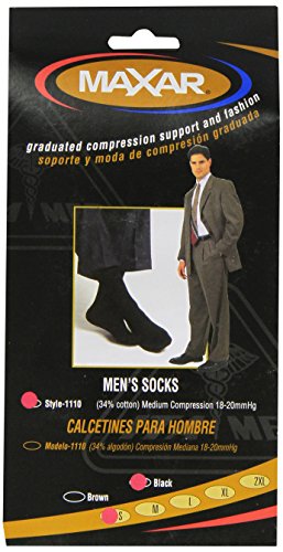 Image of MAXAR Men's Trouser Support Socks (20-22 mmHg) Black, Small, 2 Count