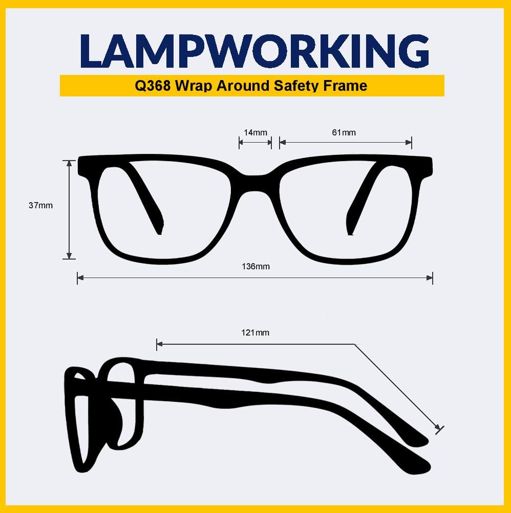 Lampworking Glasses, Wrap around Q368 Green Frame, Borotruview Shade 3