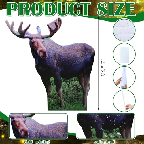 Image of Geelin 5ft Moose Cardboard Cutout Standup Safari Jungle Party Photo Prop