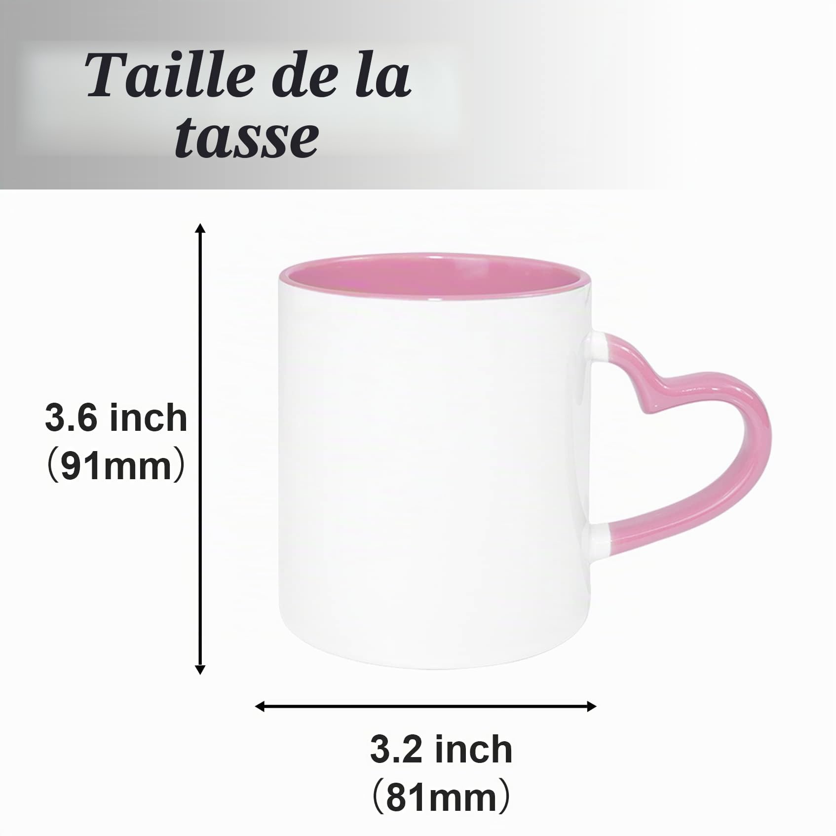 MR.R 11oz Sublimaiton Inner Color Mug With Heart Handle (Rose)