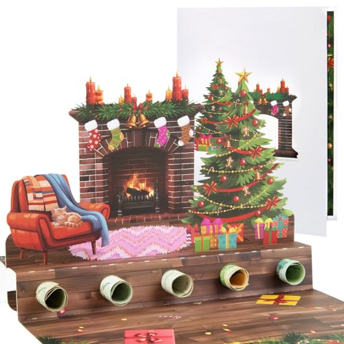 CNLITIHEKA Weihnachten Pop Up Karte, Weihnachten Kamin - Urlaub Grußkarte, 3D Pop-Up Xmas Karte, Neujahr, Thanksgiving, für Kinder Familie Freunde.