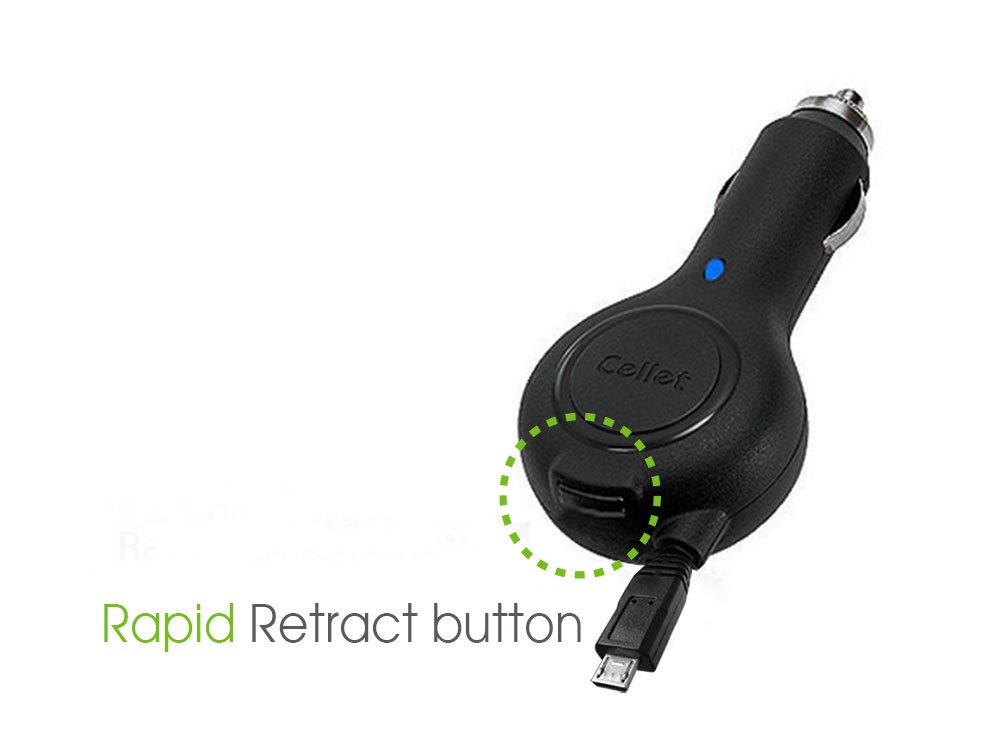 Retractable Car Charger for Amazon Kindle 2, Kindle 3, Kindle 4, Kindle Fire, Kindle Touch, Kindle DX