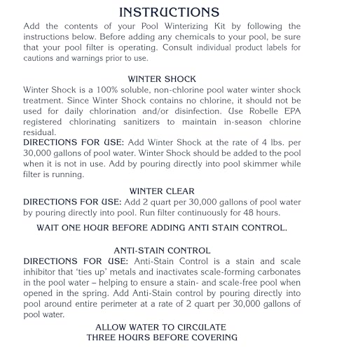 Robelle 30,000 Gallon Triple-Action Winter Kit, Premium Pool Closing Kit, for Pools up to 30,000 Gallons