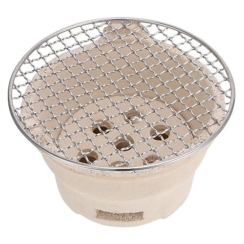 Abaodam 1 Juego estufa de carbón parrilla portátil pequeño Parilla barbacoas pequeñas barbacoa exterior grill estufa de barbacoa para acampar estufa de cocina para acampar cerámica Beige