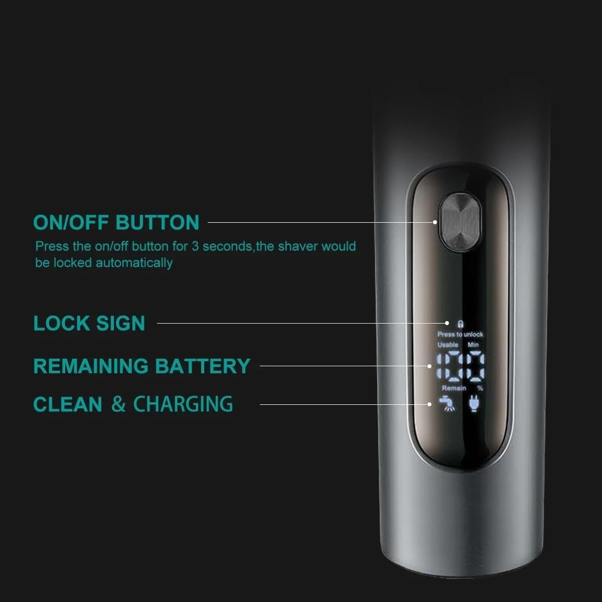 Afeitadora eléctrica para hombre, 3 cuchillas en seco y húmedo para hombres, recargable, facial eléctrica, lavable, máquina de afeitar para barba, pantalla LCD