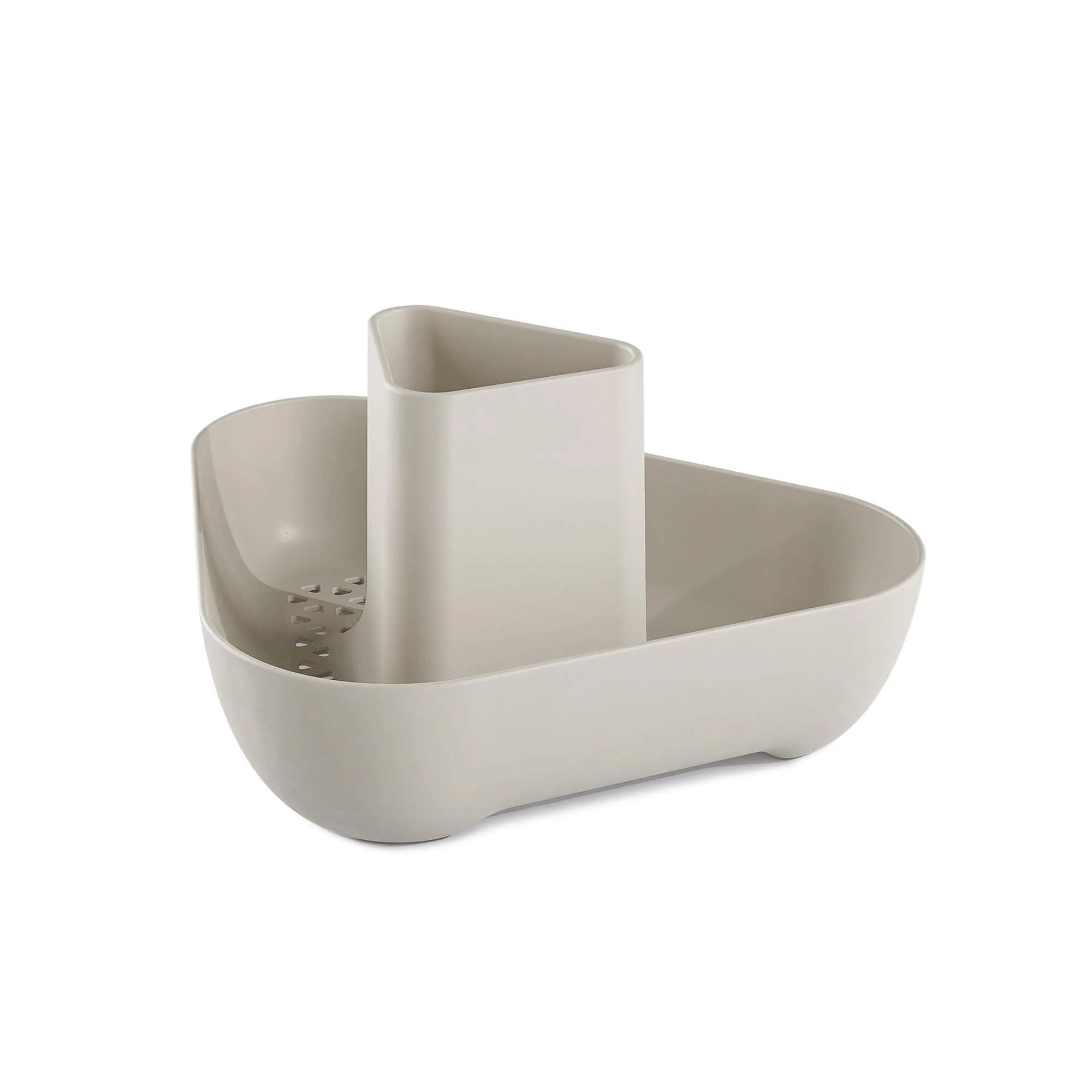 Zeal Corner Sink Tidy Organiser, Compact Cutlery Utensil Drainer Caddy Rack, Cream