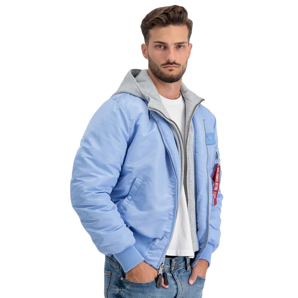 ALPHA INDUSTRIESMen's MA-1 D-Tec Bomber Jacket, Light Blue, XS