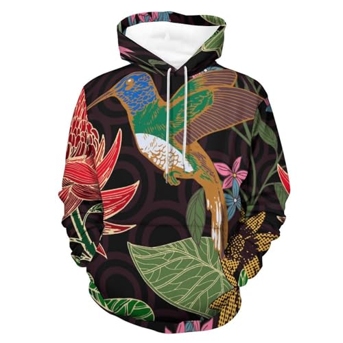 Sweats à capuche oiseau rétro pull homme femme manche longue hoody sweat S