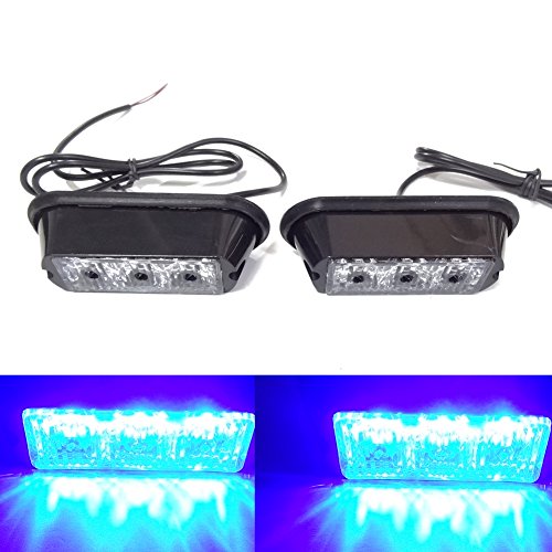 Viktion 2pcs de 3 LEDs Feux de Pénétration Lumière Stroboscopique Eclairage Clignotant à 17 Modes pour Voiture Camion véhicule SUV DC 12-24V (Bleu)