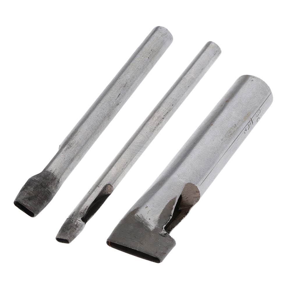Set di 5 punzonatrici a forma ovale per guarnizioni della cintura in pelle, 3 x 25 mm, argento