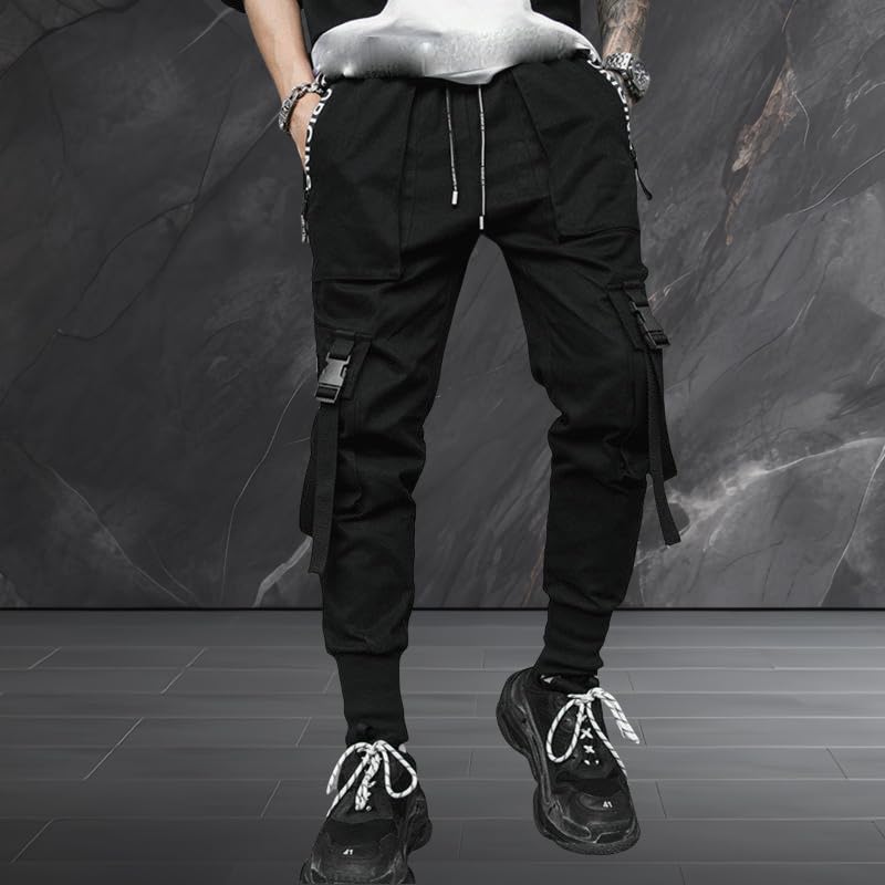 Men's American Style Distressed Pocket Harem Cargo Joggers Skinny Leg Casual4