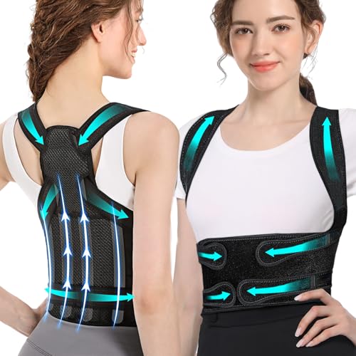 TYBYBB Rugbrace voor rugsteun, 104-124 cm, rugsteunriem, schouderriem, houdingscorrectie, rechte rug, heren en dames, rugbandage, Posture Corrector heren dames, houdingstrainer, ruggordel, houding (L)