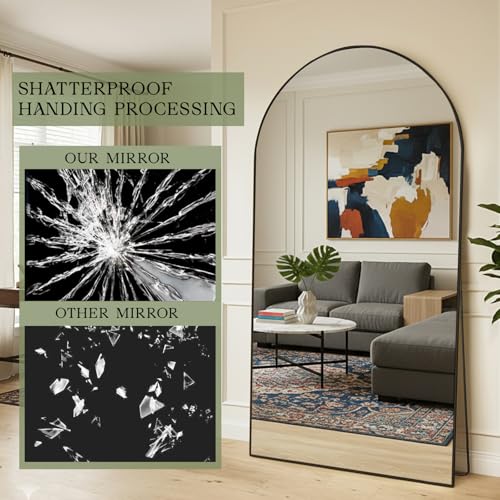 MISSDAY Oversized Full Length Mirror, Arched Floor Mirror 81" x 41", Black - image 5