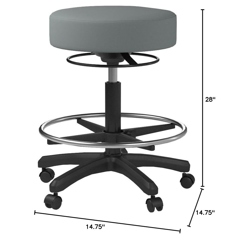 Image of Perch Life Height Adjustable Stool with Foot Ring | Medium Bench Height 20.5-28 inch | Cinder Fabric
