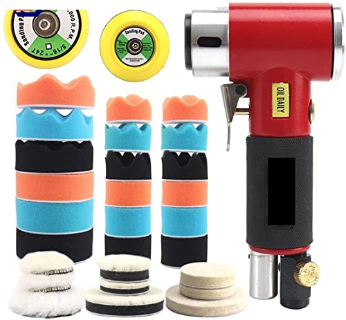 ATAAY Buffer Air Sander Mini Pneumatisches 2-Zoll-3-Zoll-Schleifmaschinen-Set zum Autopolieren Hochgeschwindigkeits-Luftpolierer-Luftwerkzeug + Schwamm Effizientes Polieren