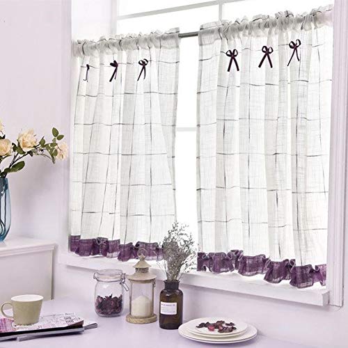 Media cortina OKUOKA elegante de algodón para decorar balcones 2