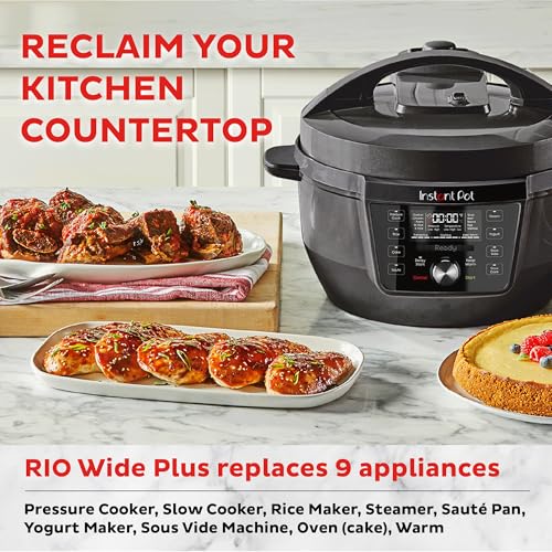 Image of Instant Pot RIO Wide Plus, 9-in-1 Electric Pressure Cooker, 35% Larger Cooking Surface, WhisperQuiet Steam Release, Multi-Cooker, Slow Cook, Rice Maker, Steamer, Saute, Cake, & Warmer, 7.5 Quarts