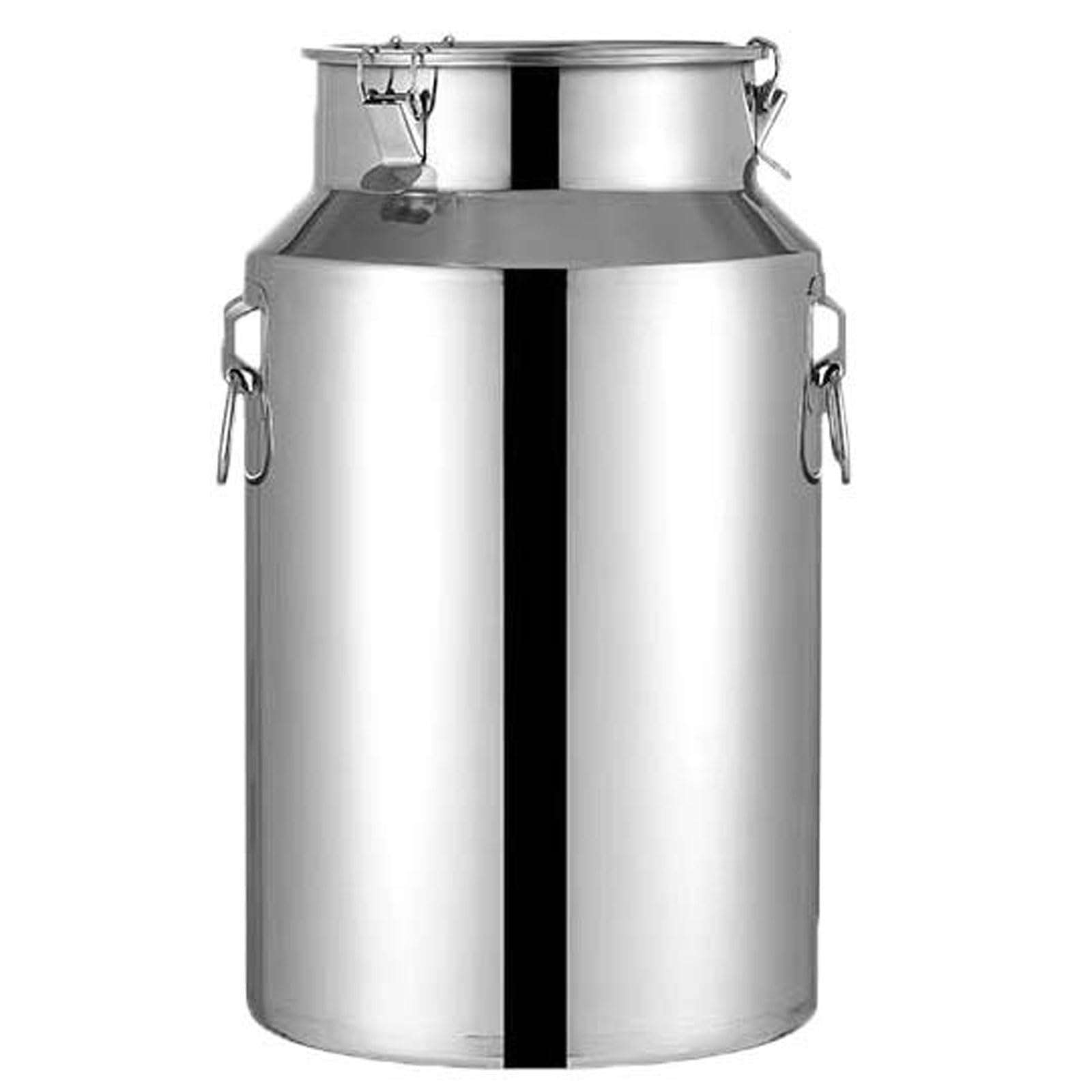 JYBNBBE Stainless Steel 5L Milk Transport Can Leak proof Wine Bucket with Handle & Buckle Sealable Container for Liquid Storage Durable & Versatile Jug for Home & Outdoor Use (Silver 10L)