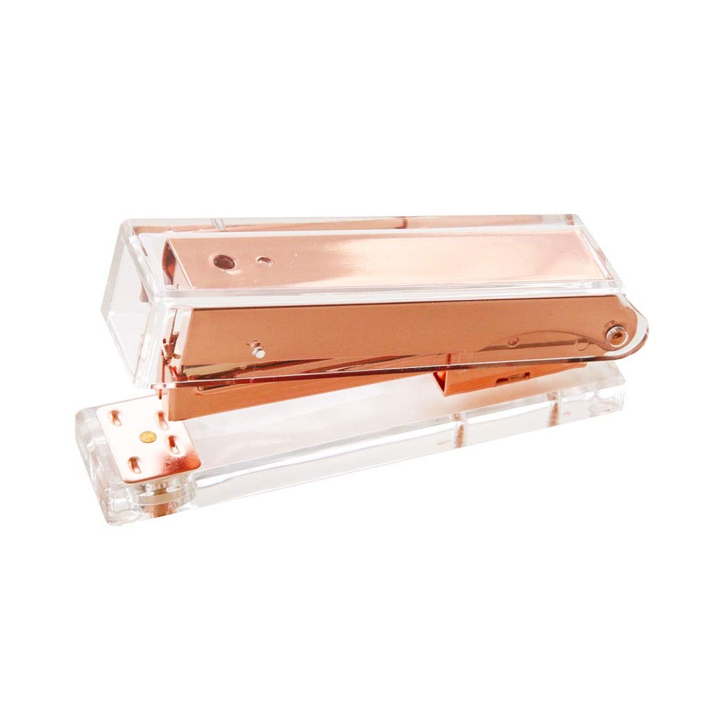 jinrun Stapler Acrylic Stapler, Rose Gold, Labor-Saving Stapler, Suitable For Standard Staples, Office Supplies, Graduation Gifts Desktop Stapler