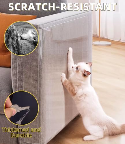 Zaxiva Katze Kratzschutz, 5m x 43cm Kratzfolie Katzen Selbstklebend, Transparente Anti Kratz Folie für Katzen, Kratzschutz für Hundetüren, Kratzer für Sofa von Katze, Kratzschutzs Wand und Tür