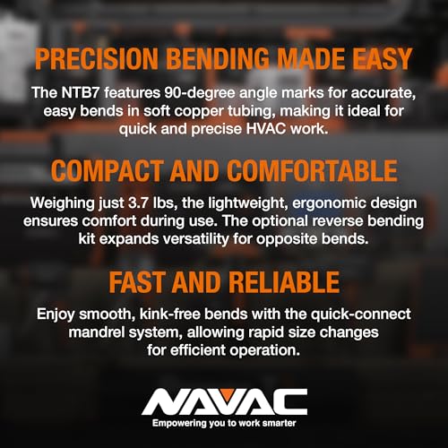 Image of NAVAC NTB7 Ratcheting Tubing Bender for HVAC - Soft Copper Bender for Sizes 1 /4, 5 /16, 3 /8, 1 /2, 5 /8, 3 /4, 7 /8 Inch OD