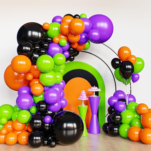 Image of Lukiituke Halloween Balloon Garland Arch Kit, 134Pcs 4 Sizes Orange and Black Balloons