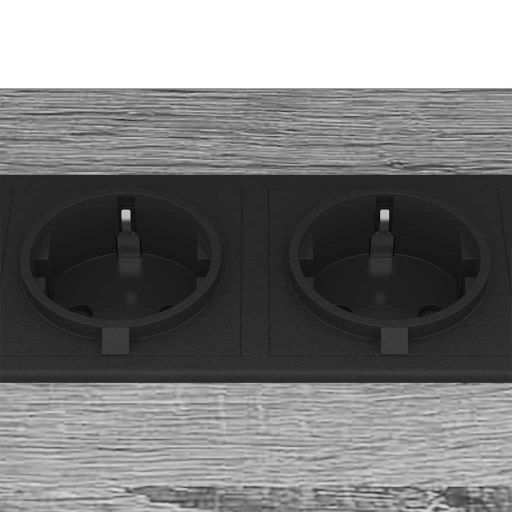 Mesa de Noche Moderna con Estantería Integrada y Fuente de Poder, Diseño Rectangular con Patas de Acero Negro y Superficie de Madera Resistente para Dormitorio Contemporáneo