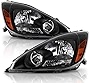 ACANII - For [Halogen Model] 2004-2005 Toyota Sienna Van Black Housing Headlights Headlamps Assembly Driver & Passenger