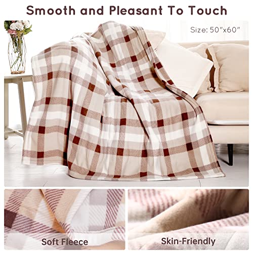 Heated Throw Buffalo Plaid- Super Soft Warming Fleece With 4 Heating Levels & 3Hours Auto Off, Machine Washable, Electric Check Blanket(50"X60") For Couch Sofa Home Office Usage - Red & Brown Plaid #TOP4