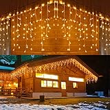 cshare LED イルミネーションライト 200LED ストリングライト つららライト 連結可能 ベランダ アイシクルライト 8点灯パターン 記憶メモリー タイマー機能 LEDイルミネーション クリスマス飾り ツララ 氷柱 屋外 防水 庭対応 アウトドア カーテン クリスマスライト