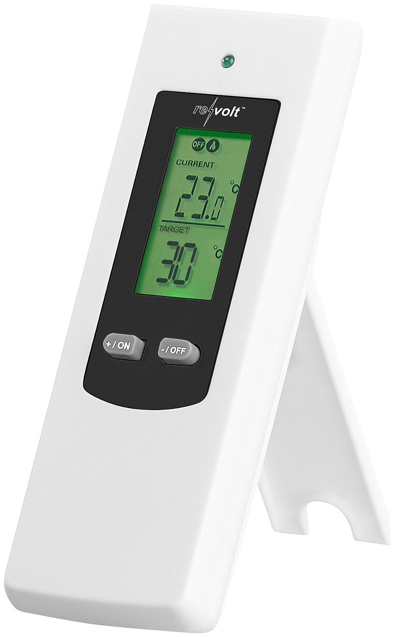 revolt Thermostats (Bricolage) - prise thermostat: thermostat à prise, pour appareils de chauffage et de climatisation, unité de contrôle mobile, portée max. 20 mètres (commutateur température)