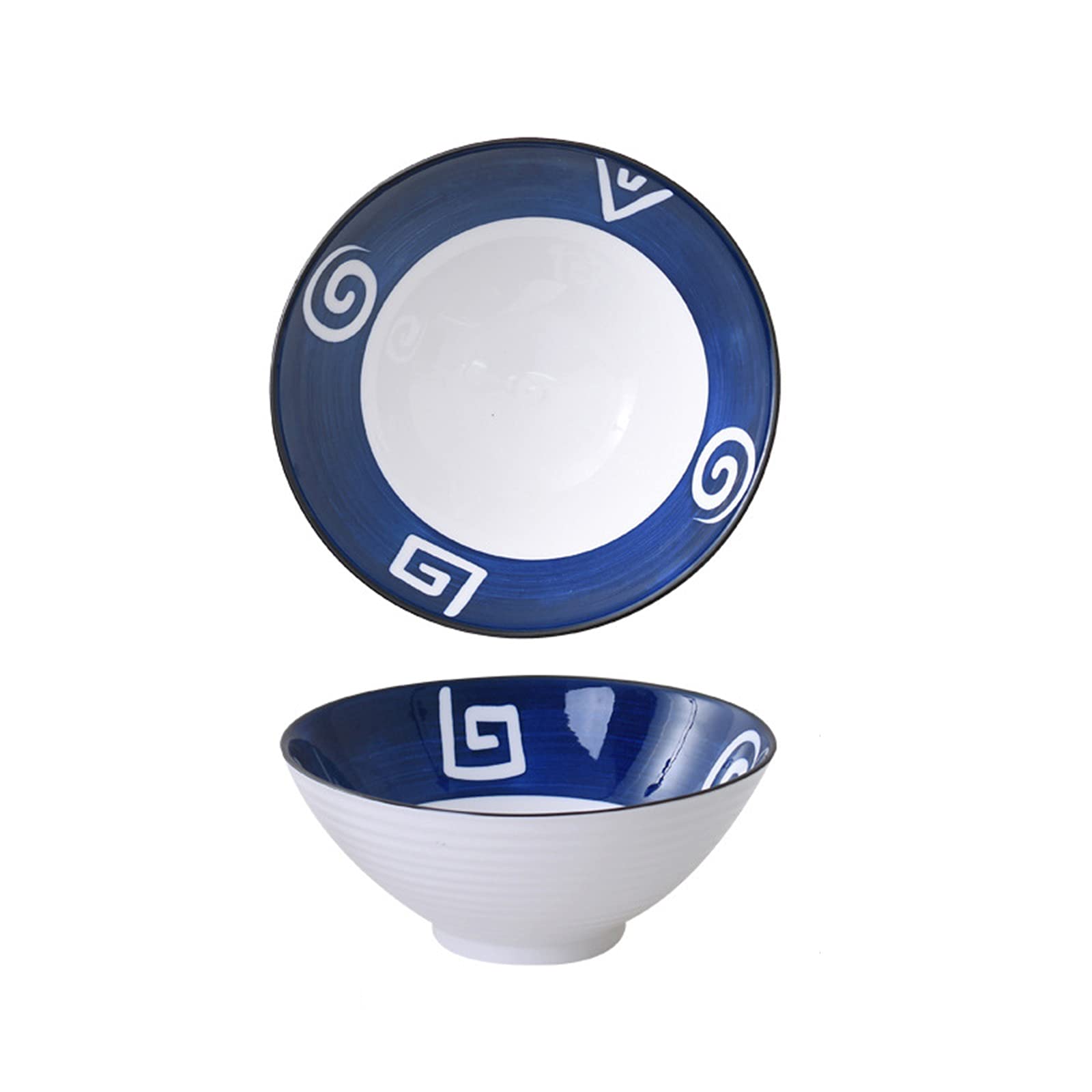 tazas de ramen, conjuntos de tazas de pasta, Cuencos de cerámica for fideos ramen, (2 piezas) Cuencos de ramen apilables Vajilla vintage for sopa, cereales, arroz, udon, fideos asiáticos, I, 1200 ML (
