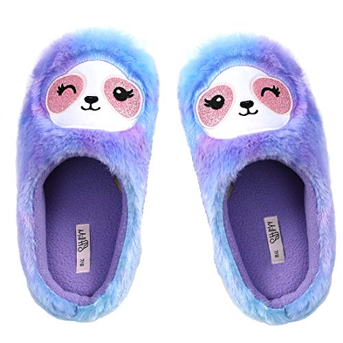 Millffy Soft Fuzzy Animal Slippers Mother Daughter Sloth Foot Pals Rainbow Unicorn Slippers for Girls Women