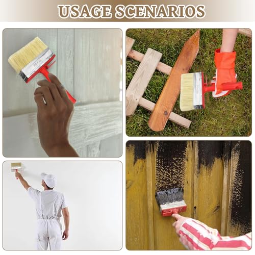 4 Stück Flächenstreicher, 120mmx30mm Kunststoffborsten Wandpinsel Lasurpinsel Groß Pinsel Flachpinsel Set Malerpinsel Breit Malerbürste für Wand Möbel Zaun Holz Malen